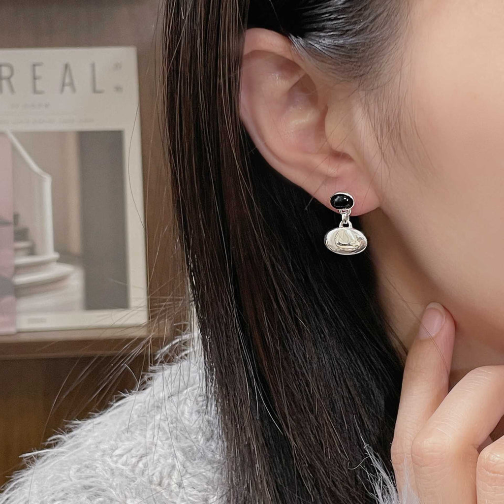 Agate Stud Women Niche Polished Oval Geometric Earring Jewelry