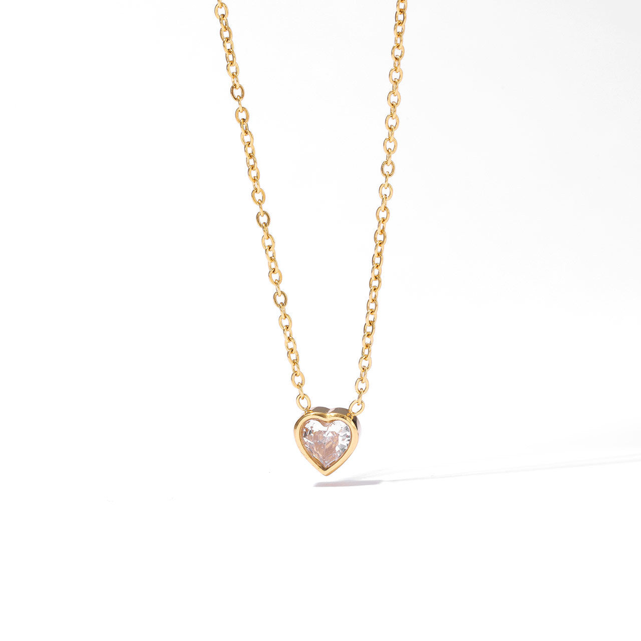 New Compact And Sweet Heart-shaped Zircon Titanium Steel Necklace For Women