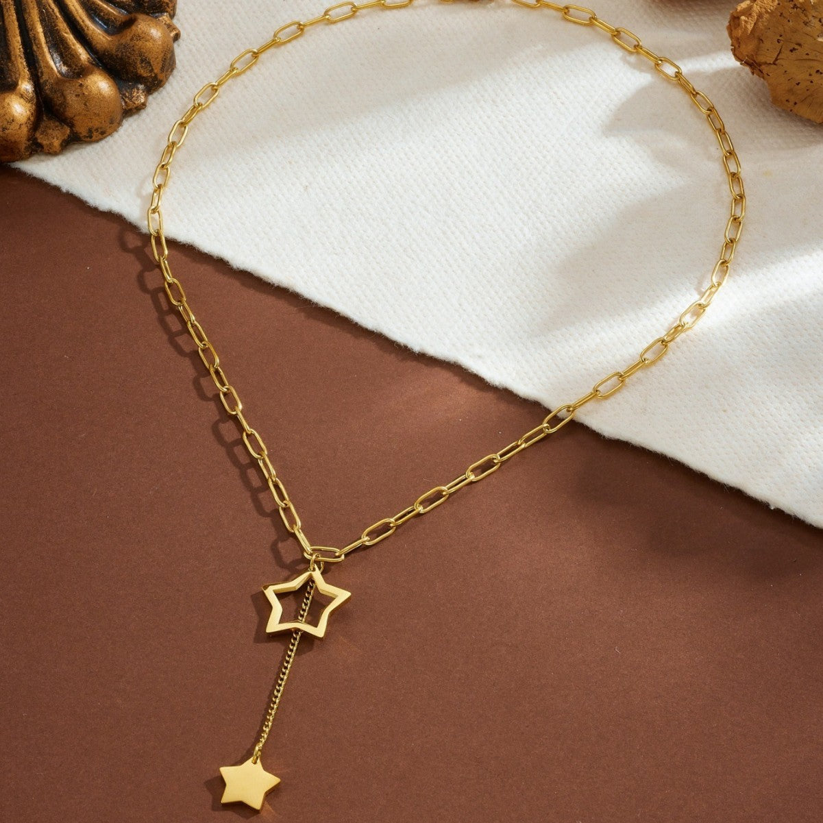 Stainless Steel Geometric Pentagram Chain Necklace