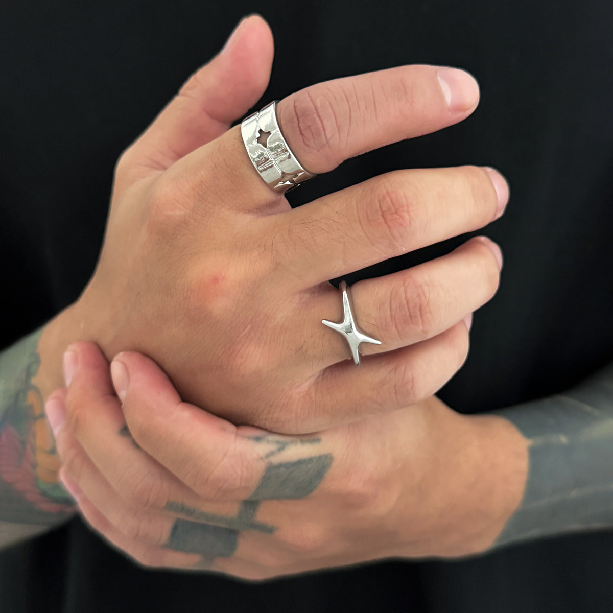 Niche Four-corner Star Ring Rings Male Hip Hop Cool Senior