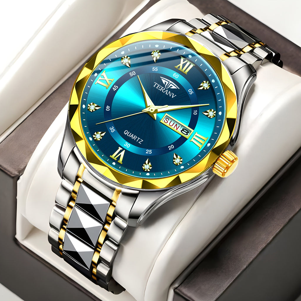 Watch Men's Chinese And English Calendar Diamond Shell