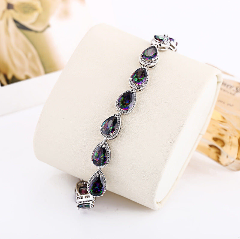 Womens Korean-Style Multicolor Gemstone Bracelet