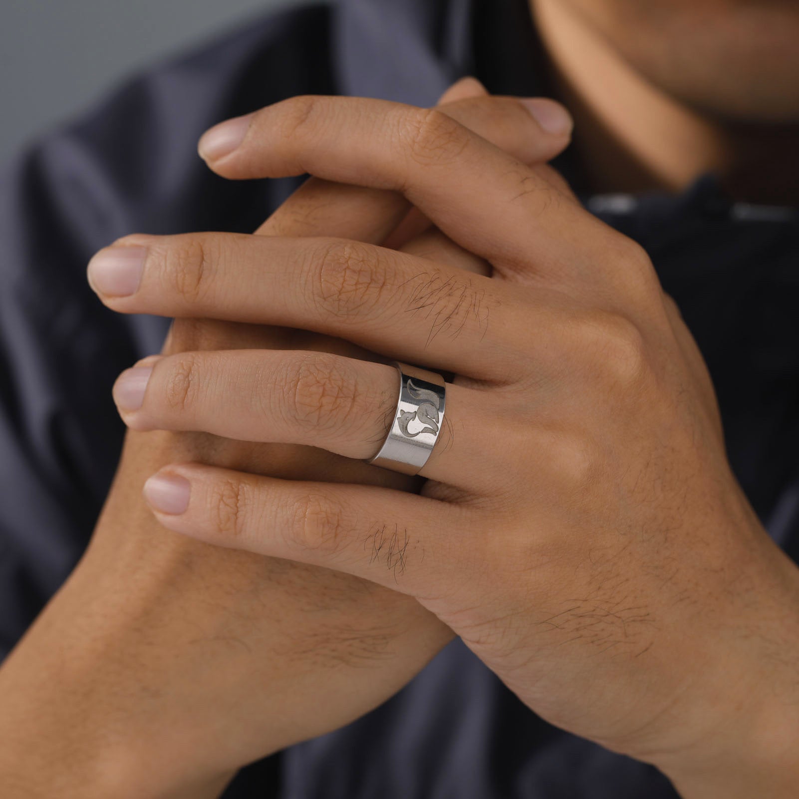 10mm-wide Stainless Steel Squirrel Men's Titanium Ring