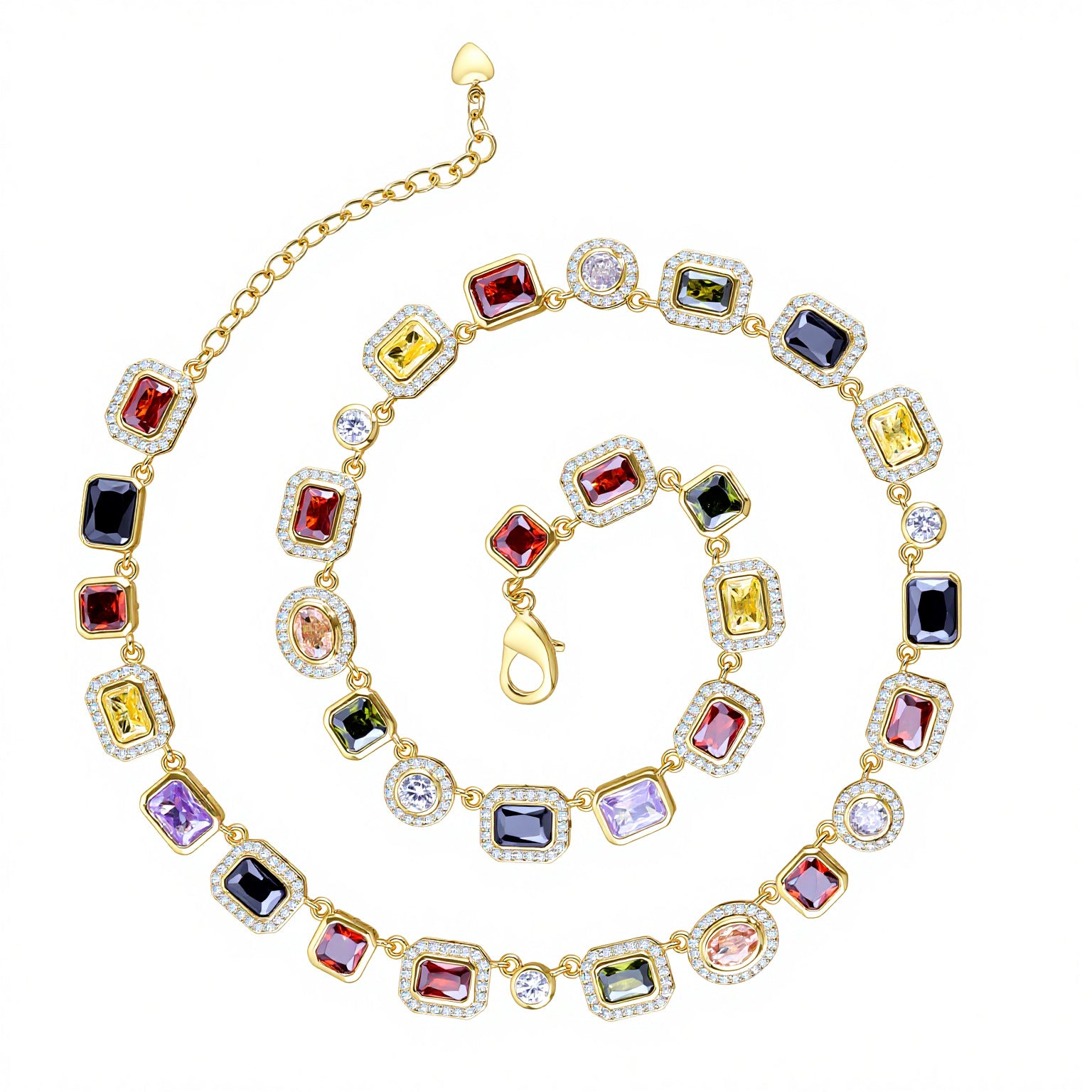 Hip-Hop Colorful Gemstone Womens Jewelry Necklace