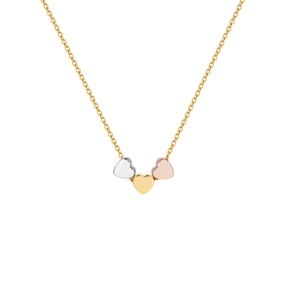 Fashionable Minimalist Personalized Three-Color Peach Heart Pendant Necklace With String