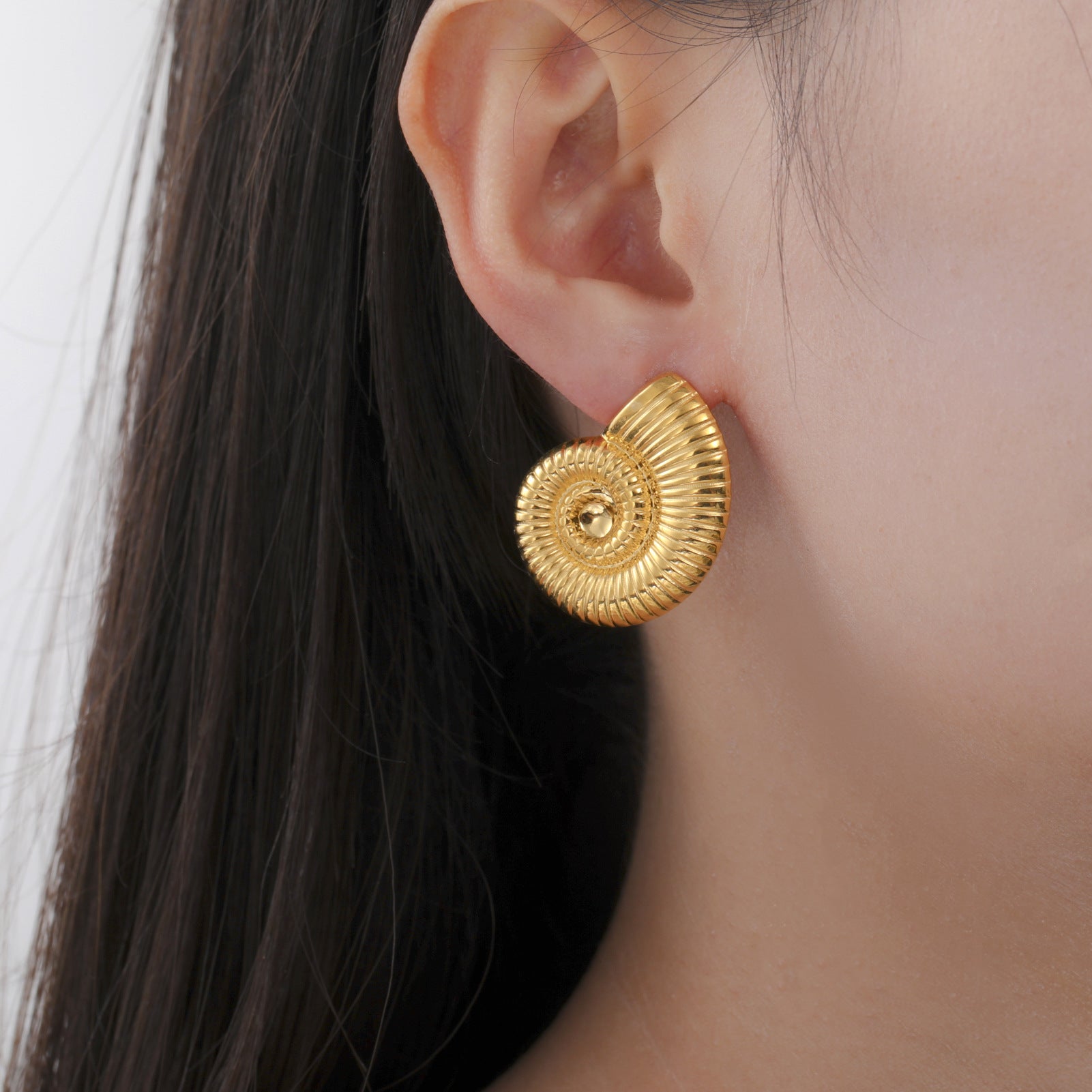 Womens Stainless Steel Minimalist Gold-Colored Earrings
