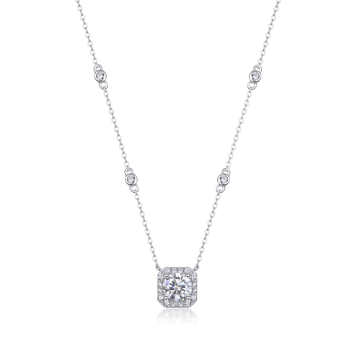 Flower Love - A Fashionable And Light Luxury Jewelry Pendant Necklace Set With Top-quality Moissanite, S925 Silver Plated Platinum