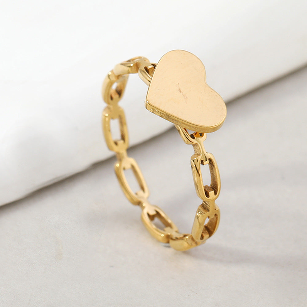 Hollow Chain Welded Plate Heart-Shaped Titanium Steel Ring