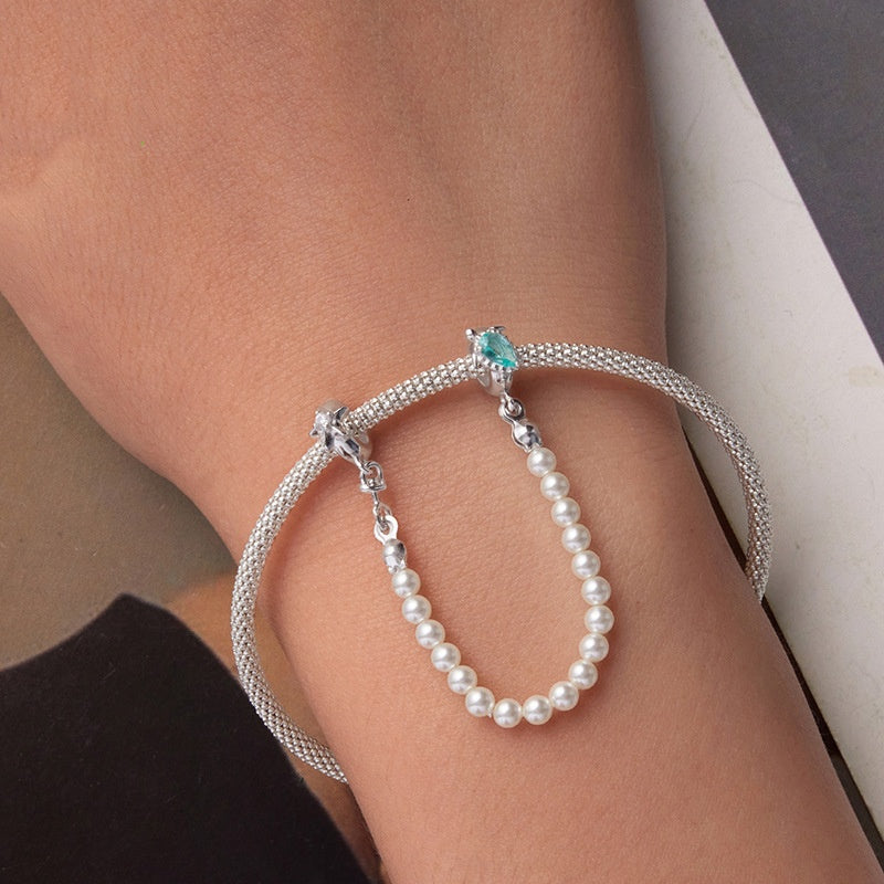 Sea Turtle Starfish Pearl S925 Sterling Silver Bracelet String Beads
