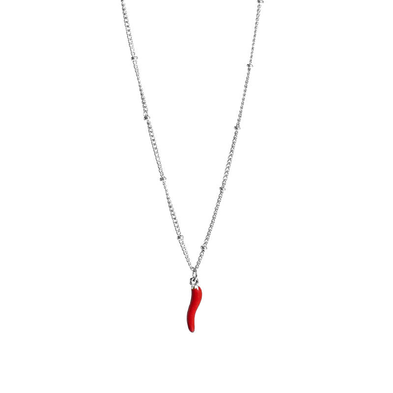 Stainless Steel Little Chili Pendant Necklace