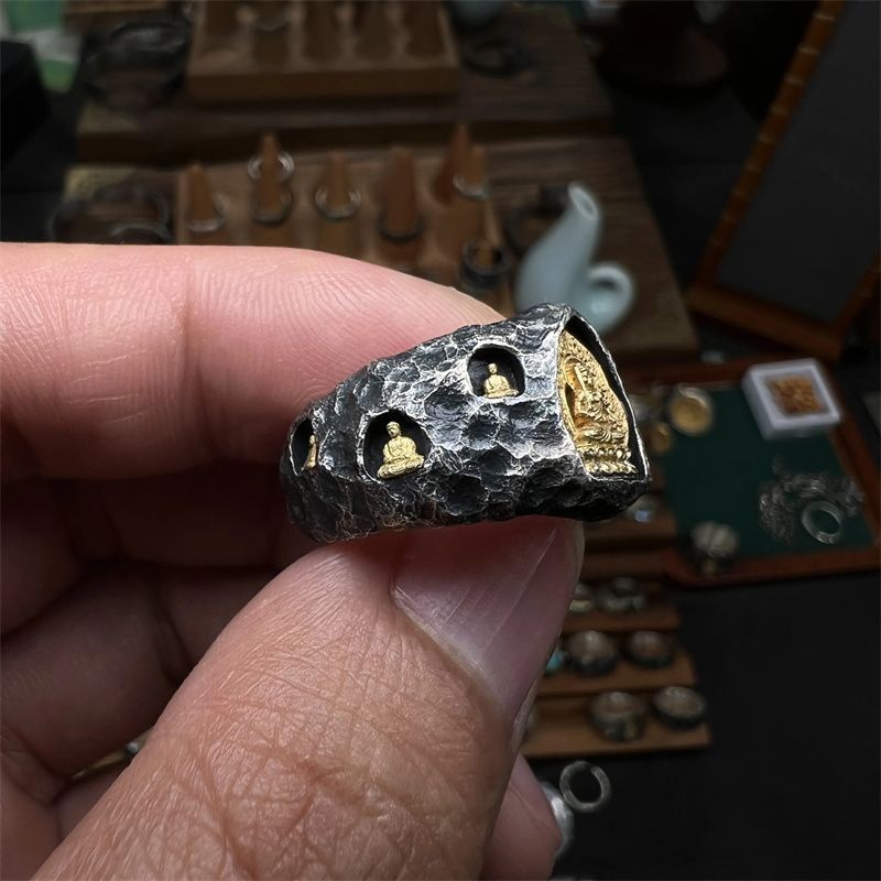 Exquisite Vintage Ring Featuring The Golden Buddha Cave