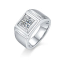 Men's 1-carat Luxury And Fashionable Light Luxury Jewelry Silver Ring Set With Top-quality Moissanite, S925 Silver-plated Platinum