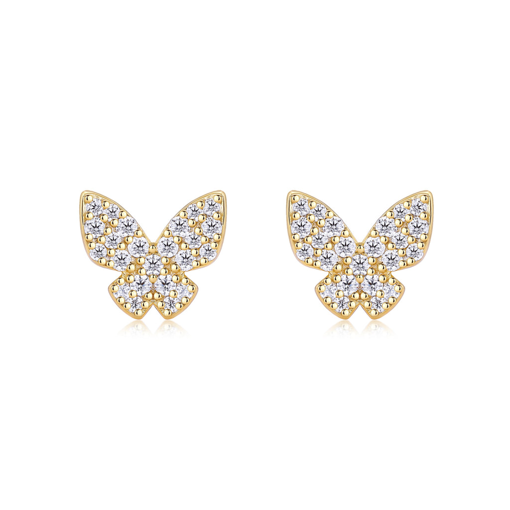 Golden Feather Butterfly - Premium Moissanite Luxury Fashion Light Luxury Jewelry Silver Stud Earrings S925 Silver Electroplated Gold