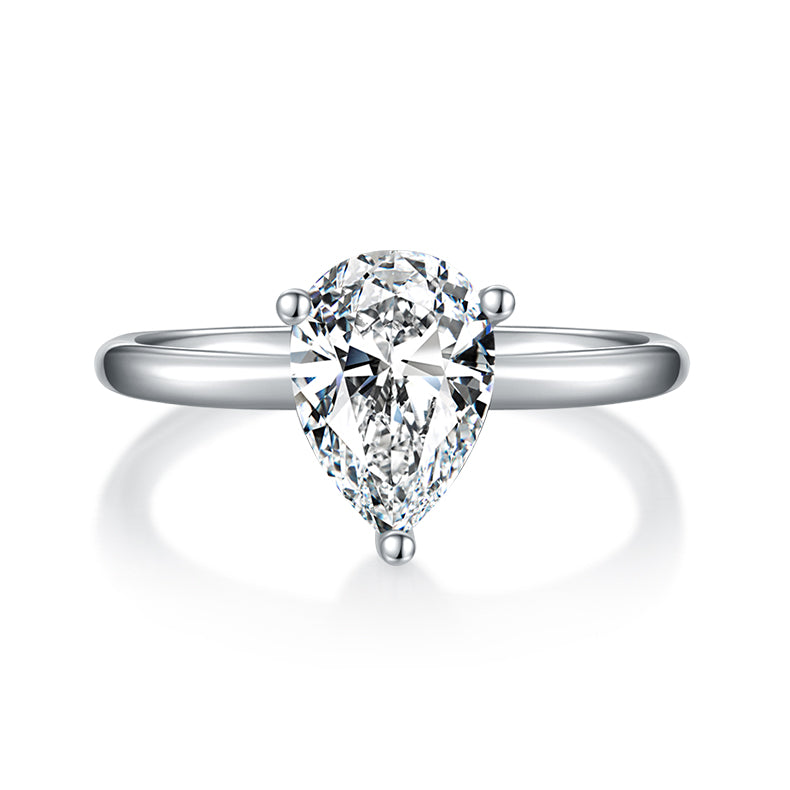 Pear-shaped Moissanite Set With Top-quality Moissanite Luxury And Fashionable Light Luxury Jewelry Silver Ring S925 Silver Electroplated With Platinum