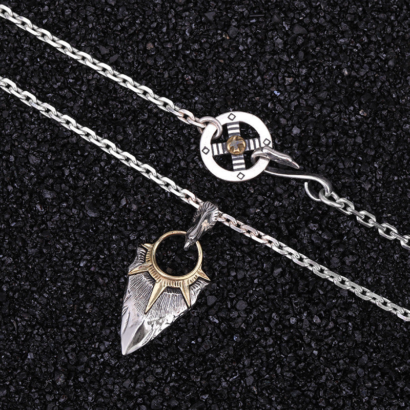 Fashion Simple Eagle Head Sun Spear Head Pendant