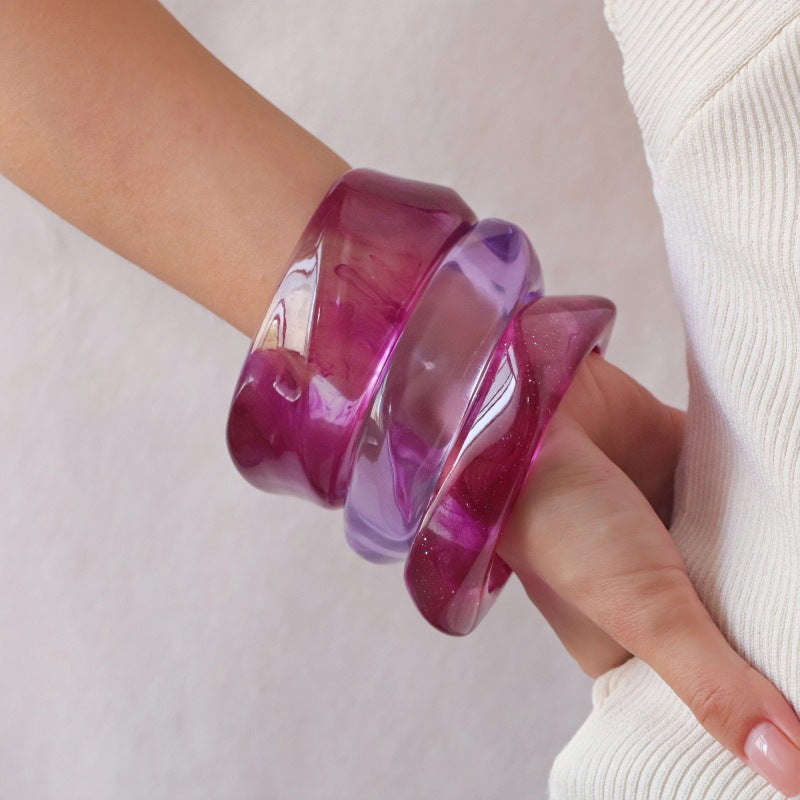 Geometric Gradient Acrylic French-Style Vintage Bracelet
