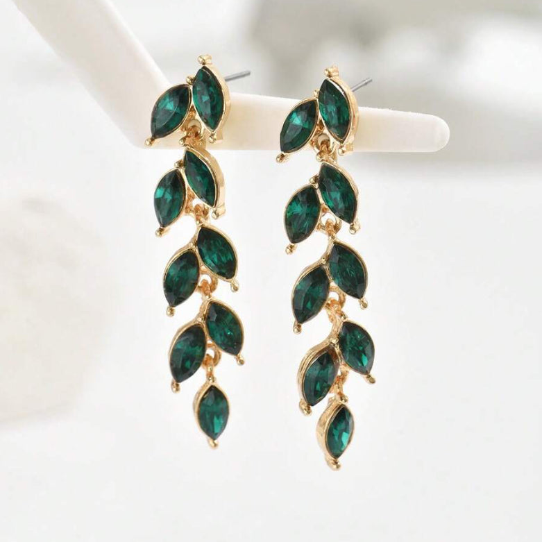 Retro Water-drop Stud Earrings Inlaid With Wheat Motifs