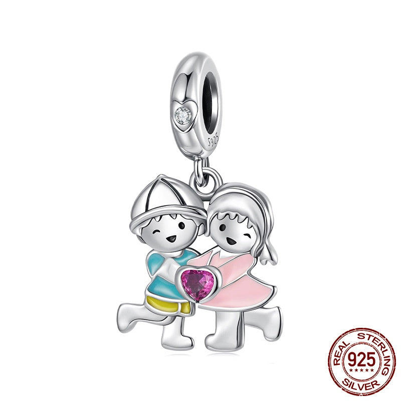 S925 Sterling Silver Boys And Girls Pendant Parts Diy Beaded Bracelet Accessories