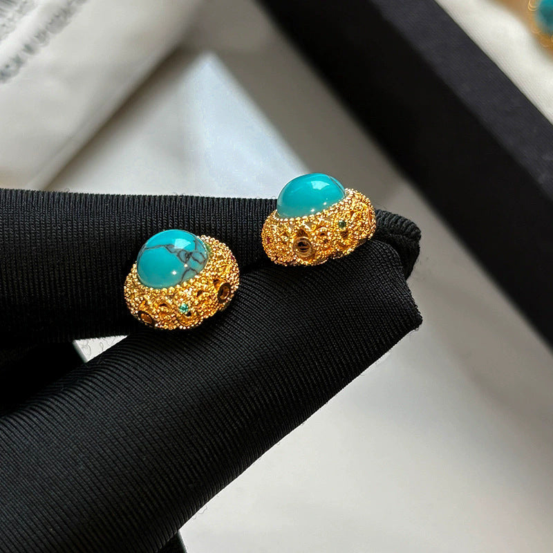 Turquoise Stud Earrings Vintage Ear Accessories