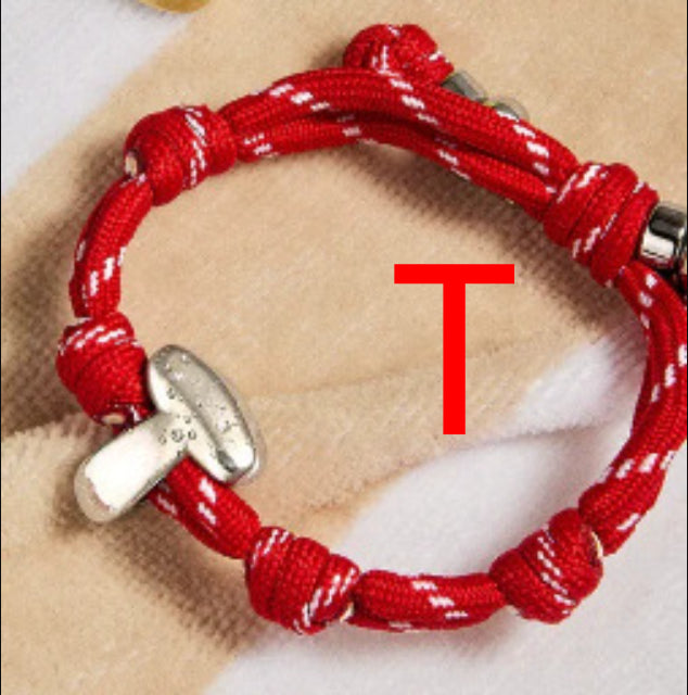 Colorful Braided Rope Bracelet With 26 English Letters  Pendant