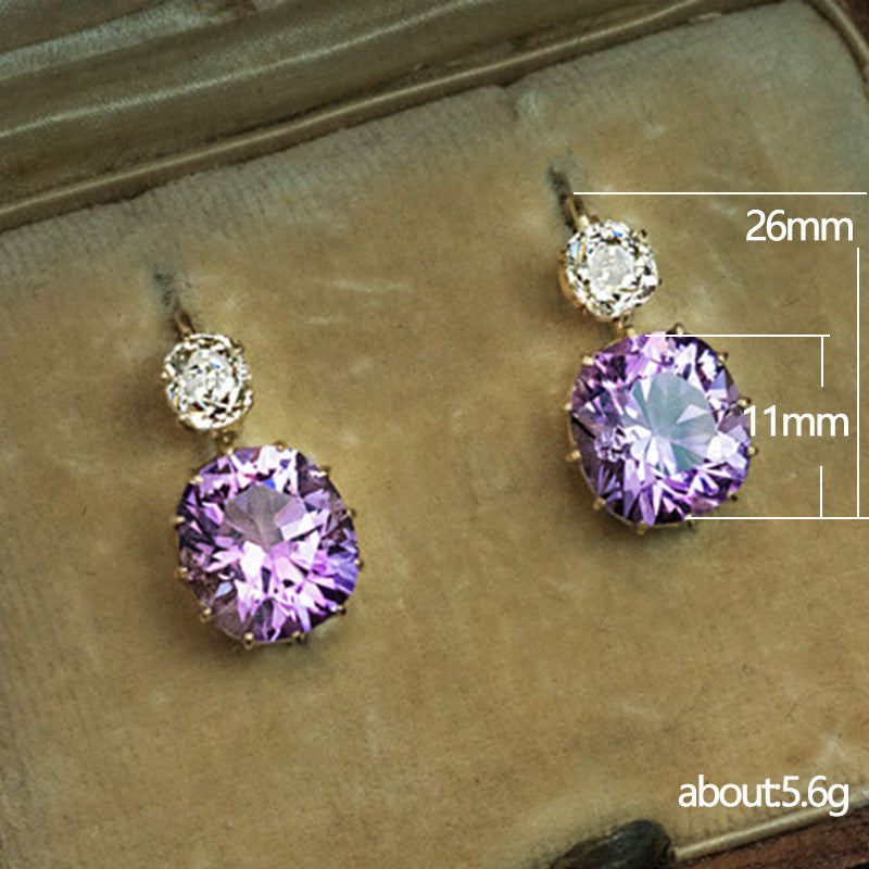Simple Versatile Geometric Earrings With Purple Zircon