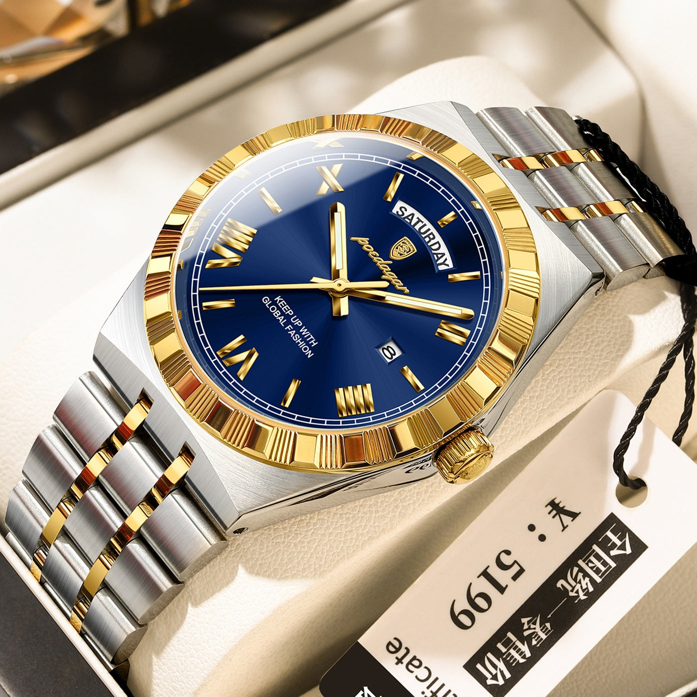 Trendy Men's Night Light Waterproof Watch