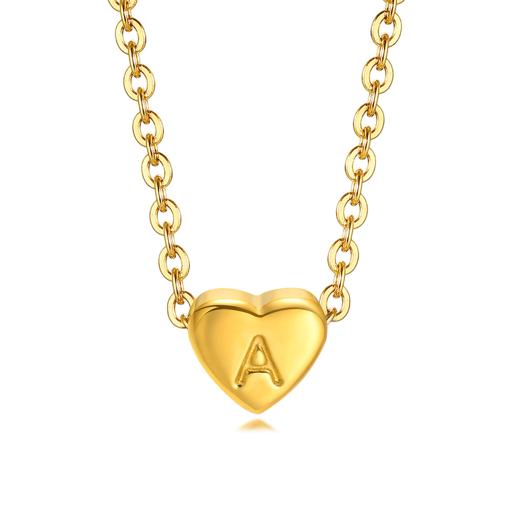 Stainless Steel 26-letter Heart Necklace