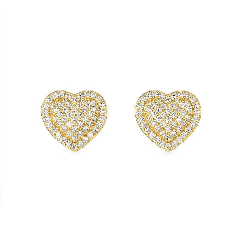 Top-quality Moissanite Luxury And Fashionable Light Luxury Jewelry Silver Stud Earrings S925 Silver Electroplated Gold