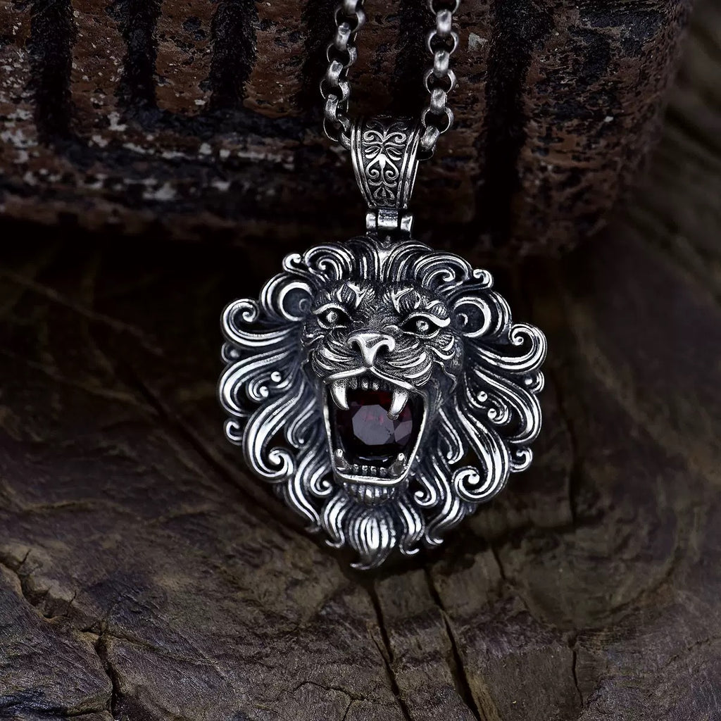 Pure Silver Wild And Domineering Lion Head Pendant