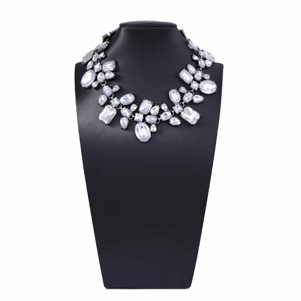 Womens Irregular Geometric Rhinestone Necklace
