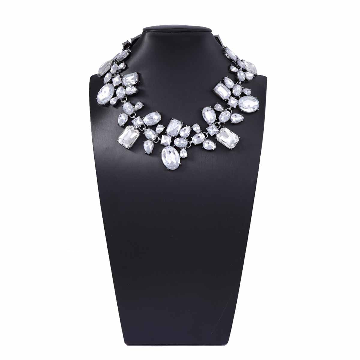 Womens Irregular Geometric Rhinestone Necklace