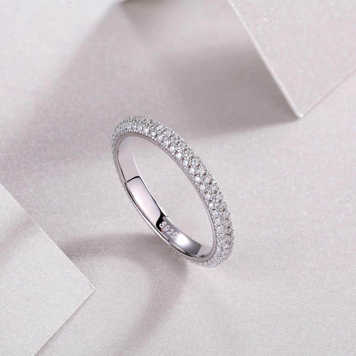 Mr. Right - A Wedding Ring Set With Top-quality Moissanite S925, Silver And Platinum-plated. The Ring Can Be Tested With A Diamond Pen In Yellow Gold And Rose Gold