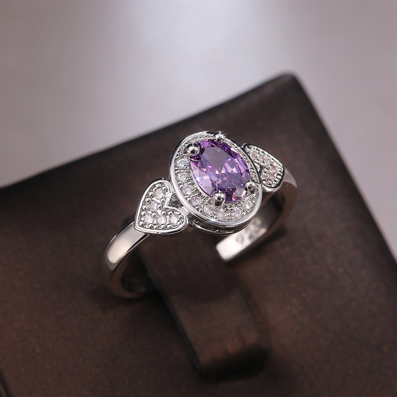 Creative Vintage Purple Zircon Womens Ring