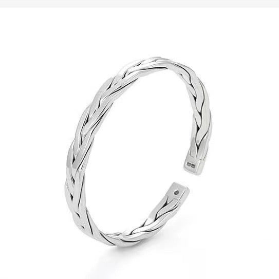 Silver-plated Double-strand Braided Couples Bracelet