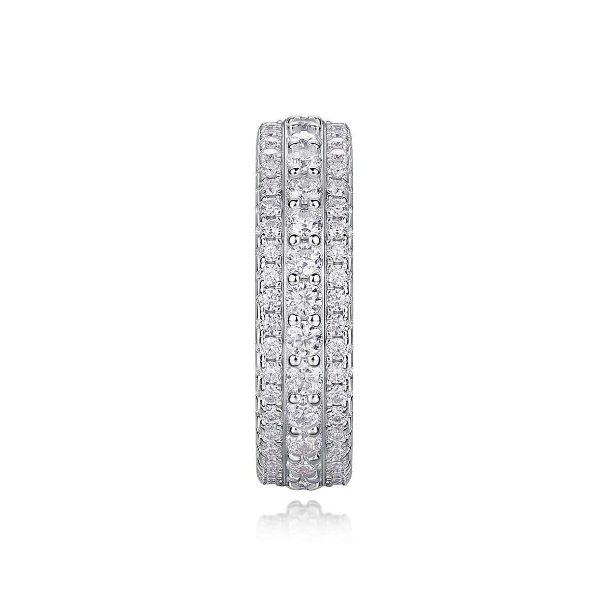 Cold Moonlight - Set With Top-quality Moissanite S925 Silver And Platinum-plated Diamond Wedding Ring. The Ring Can Be Inspected With A Diamond Pen