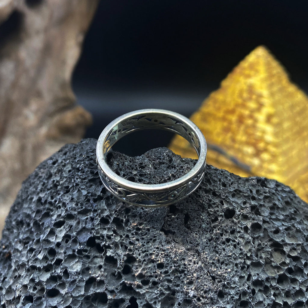 Sterling Silver Horus Eye Feather Ring
