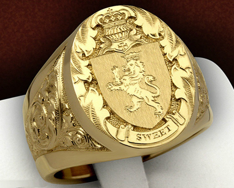 Crown, Lion And Shield Badge Ring