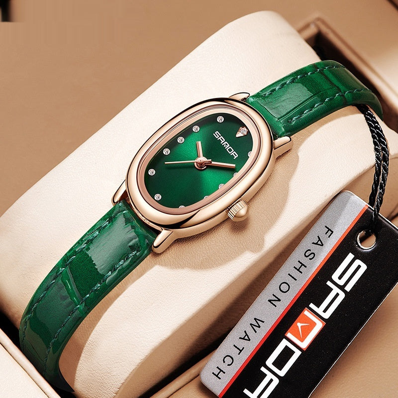 Women's European And American Watch Quartz Leather Steel Belt Waterproof