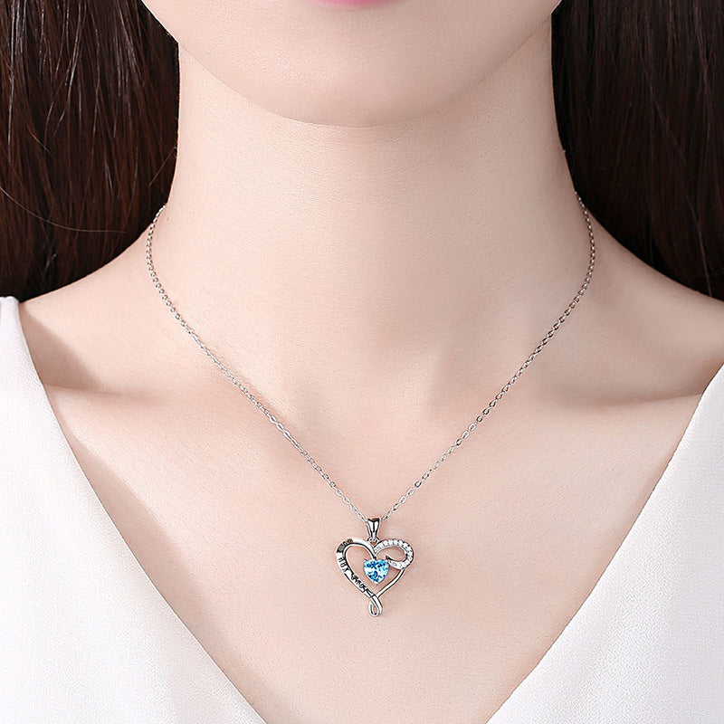 Fashionable Simple Ladies Love Blue Diamond Pendant