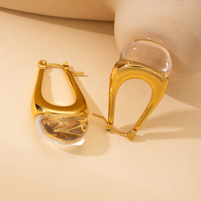 French Style Personalized Glossy Transparent Water Drop Earrings