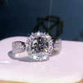 New Womens Three Row Full Crystal Moissanite Simulated Diamond Open Ring