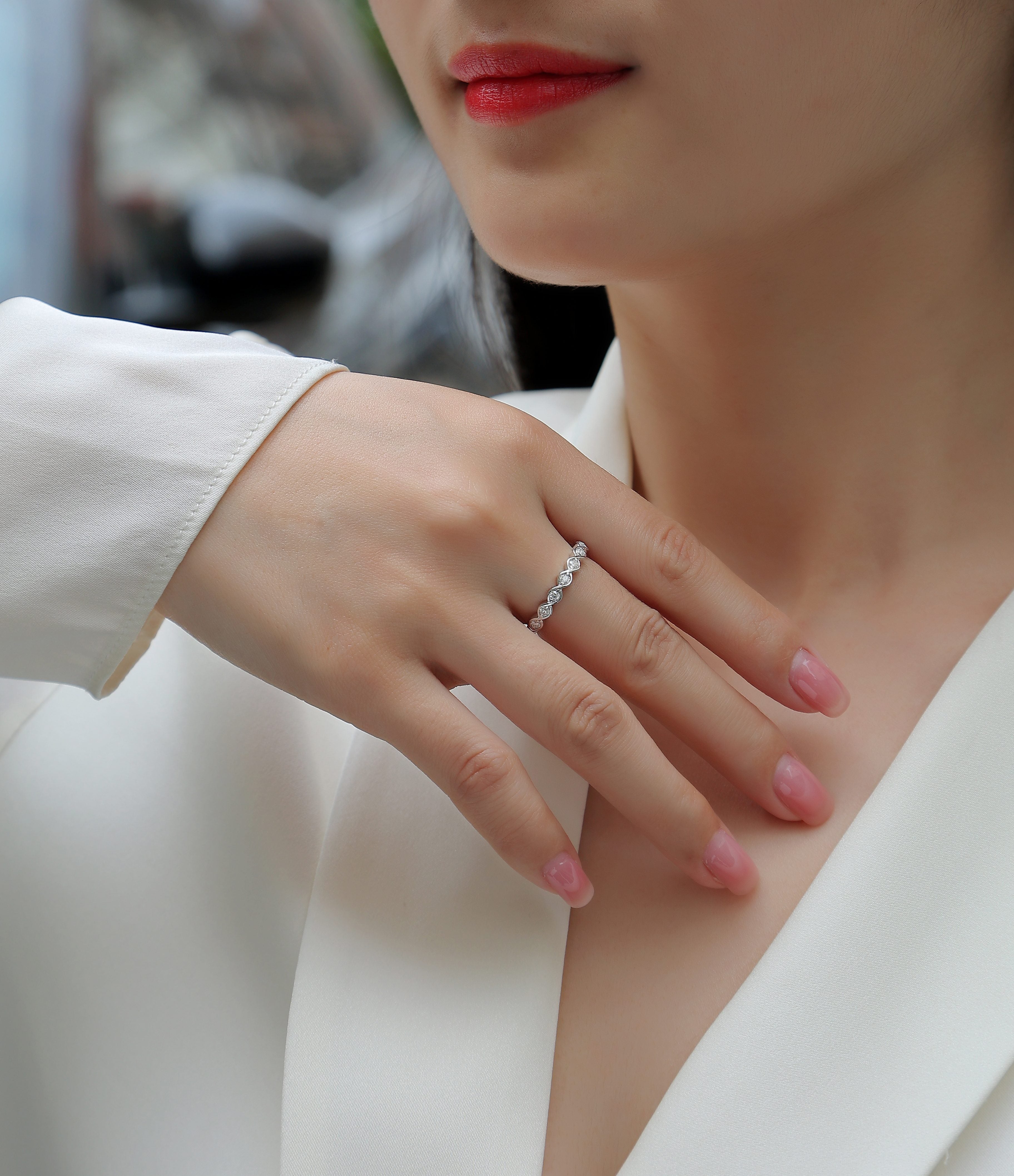 Diamond Brilliance - Set With Top-quality Moissanite S925, Silver And Platinum-plated Diamond Wedding Ring. The Ring Can Be Inspected With A Diamond Pen