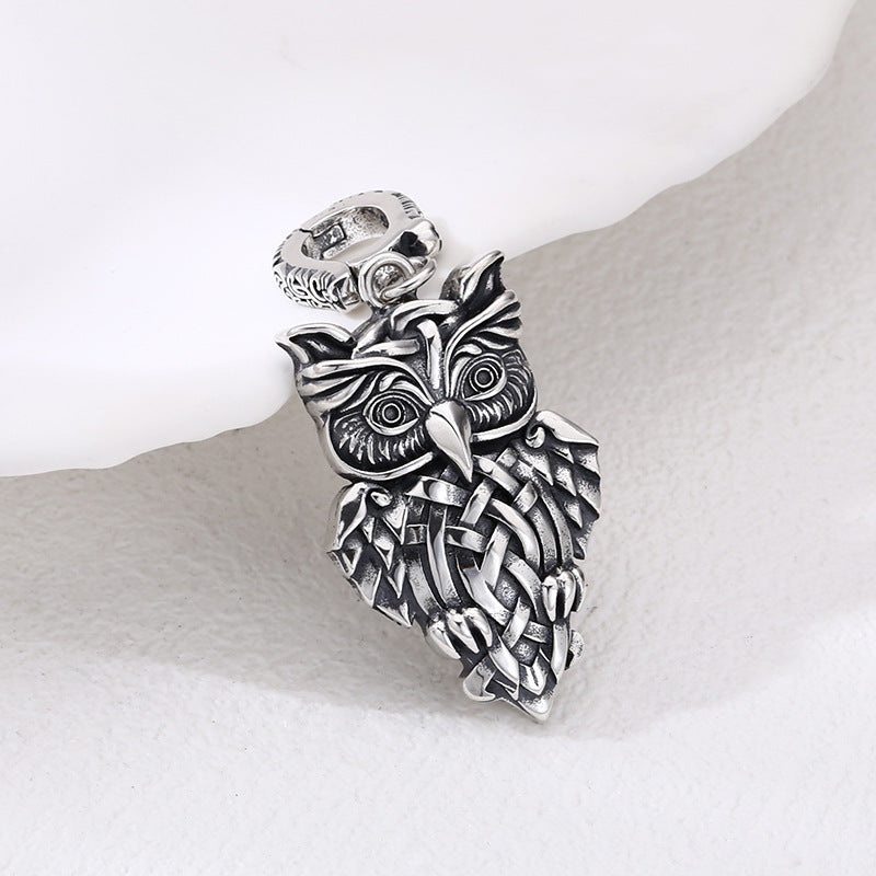 Retro Trendy Retro Style Personality Ornament 925 Sterling Silver Owl Pendant