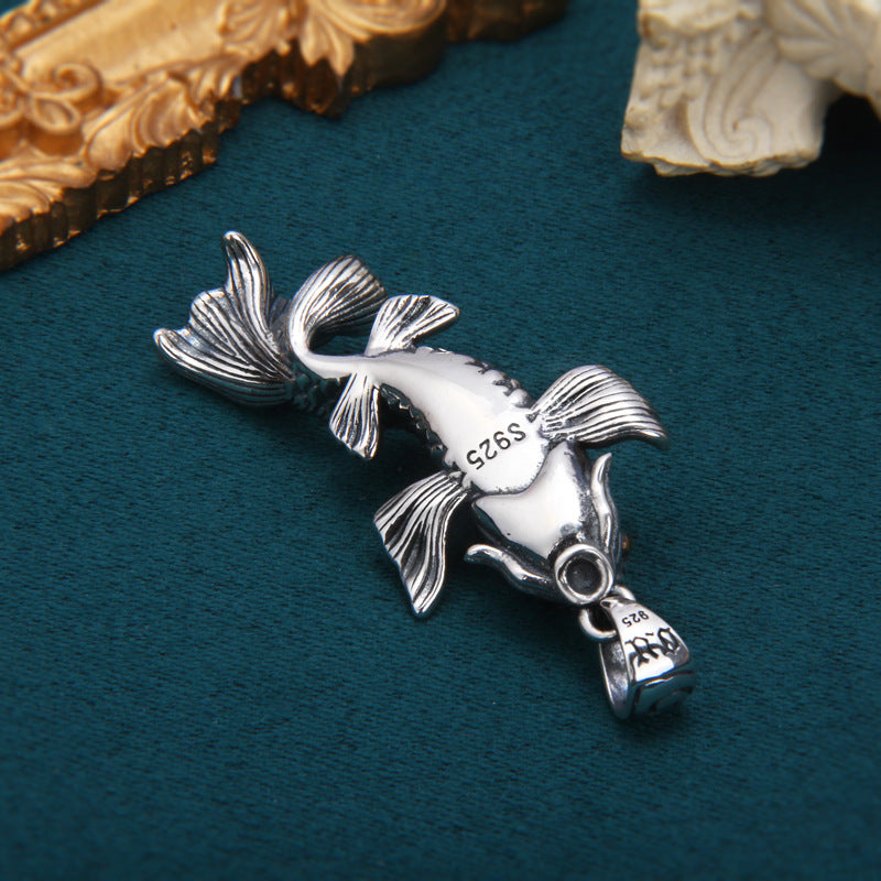 Sterling Silver Fish-leaping-dragon Pendant Unisex Personalized Design