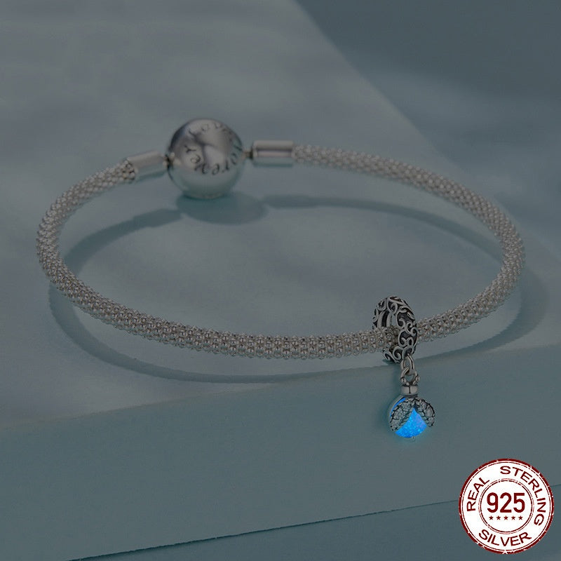 Luminous Stone Firefly Diy Pendant Parts S925 Sterling Silver Beads