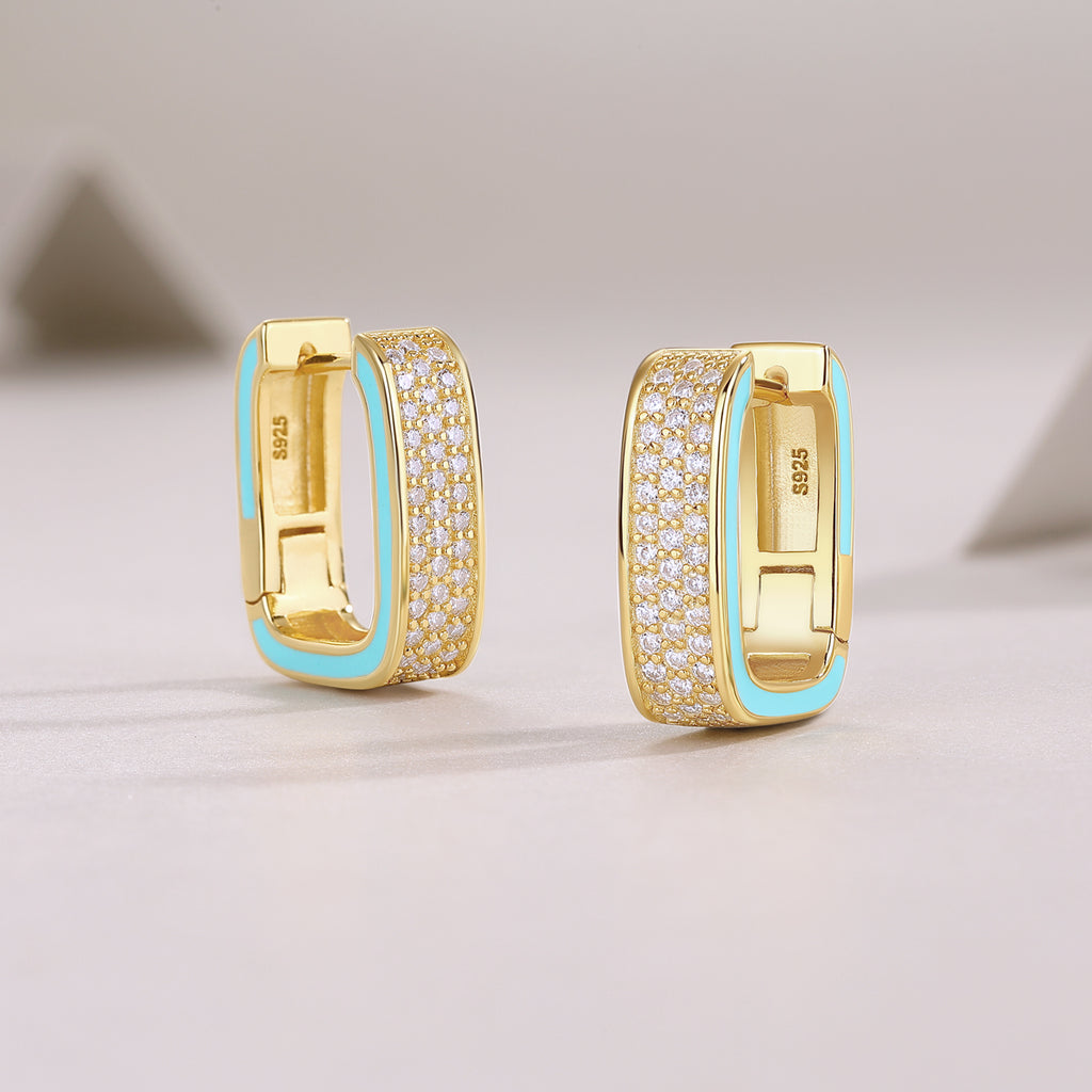 Colorful Love - Premium Moissanite Luxury Fashion Light Luxury Jewelry Silver Stud Earrings S925 Silver Electroplated Gold