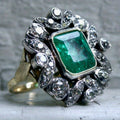 Luxurious Emerald Two-Tone Gold-Plated Ring