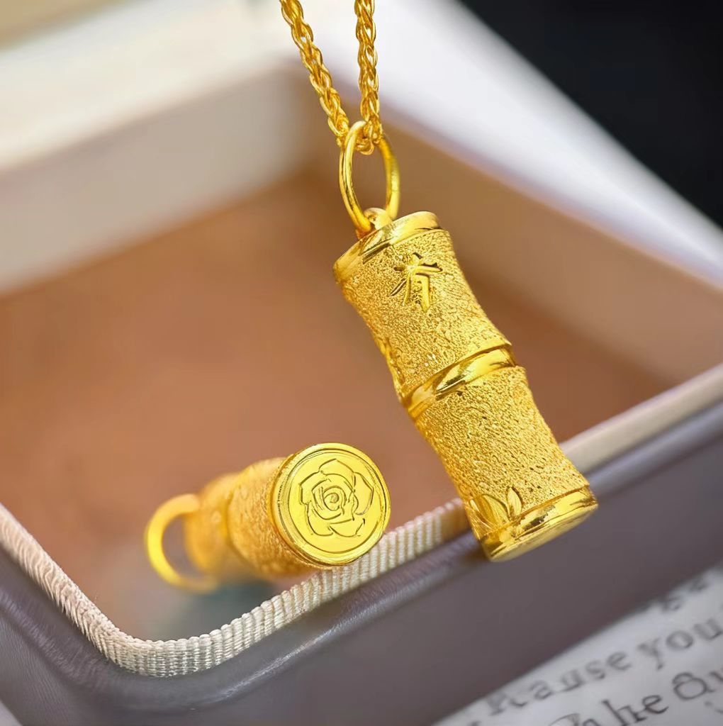 Womens Bamboo-Section Cylindrical Pendant Jewelry
