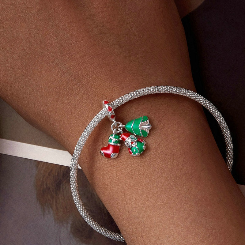 Luminous Santa Claus Diy Bracelet S925 Sterling Silver Beads