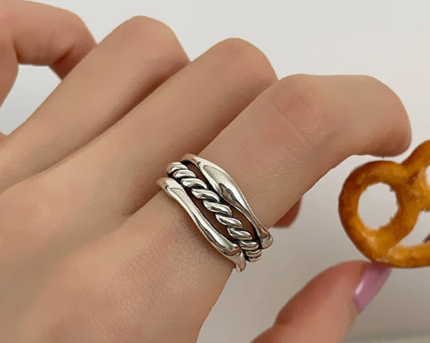 European And American Niche-design Braided Cable Three-layer Ring